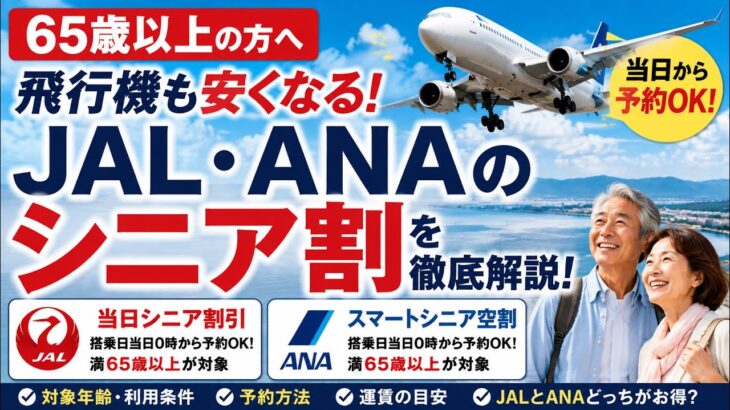 65歳以上なら飛行機も安くなる？JAL・ANAの「シニア割」を調べました