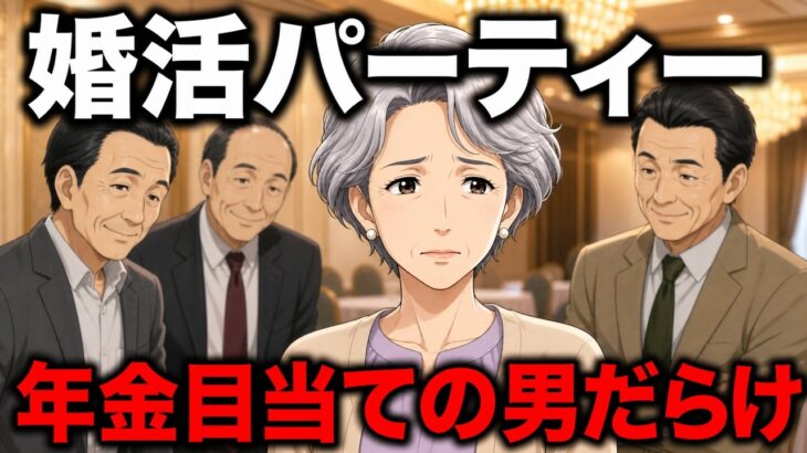 【漫画】婚活パーティーで年金目当ての男が大量発生。シニア婚活に希望を抱いた66歳独身女性の末路
